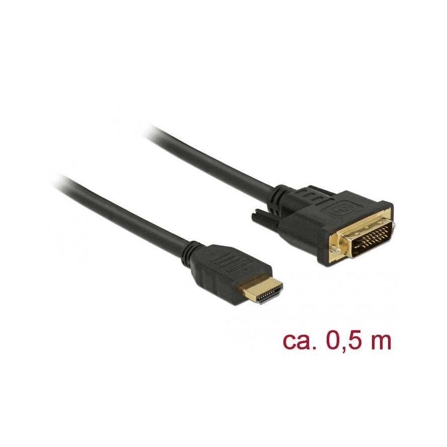 Kábel DVI-D - HDMI Delock 85651 0,5m čierny