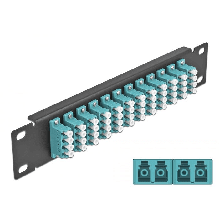 Svetlovodná krosnica 10" 12-portová LC Quad 1U morská Delock 66779