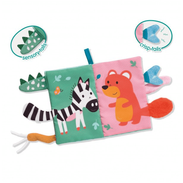 SES Creative Tiny Talents Sensory animal tails cloth book hračka na zlepšenie motoriky