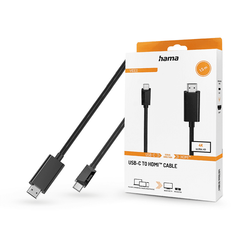 Hama 00200718 USB kábel 1,5 m USB C Typ HDMI (štandard) Čierna