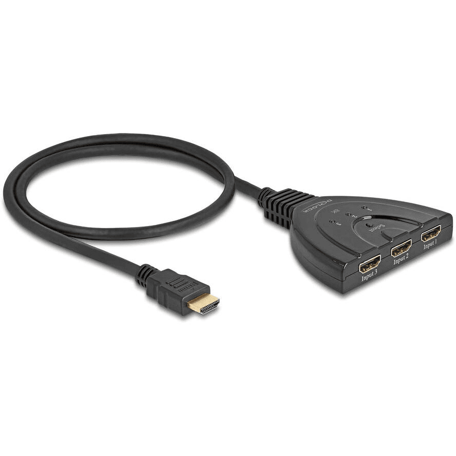 HDMI prepínač 3 x HDMI na 1 x HDMI 8K 60 Hz kábel 60 cm Delock 18649