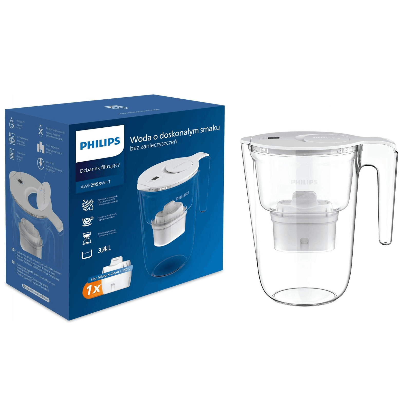 Filtračná kanvica Philips AWP2953WHT/10 3,4 l biela
