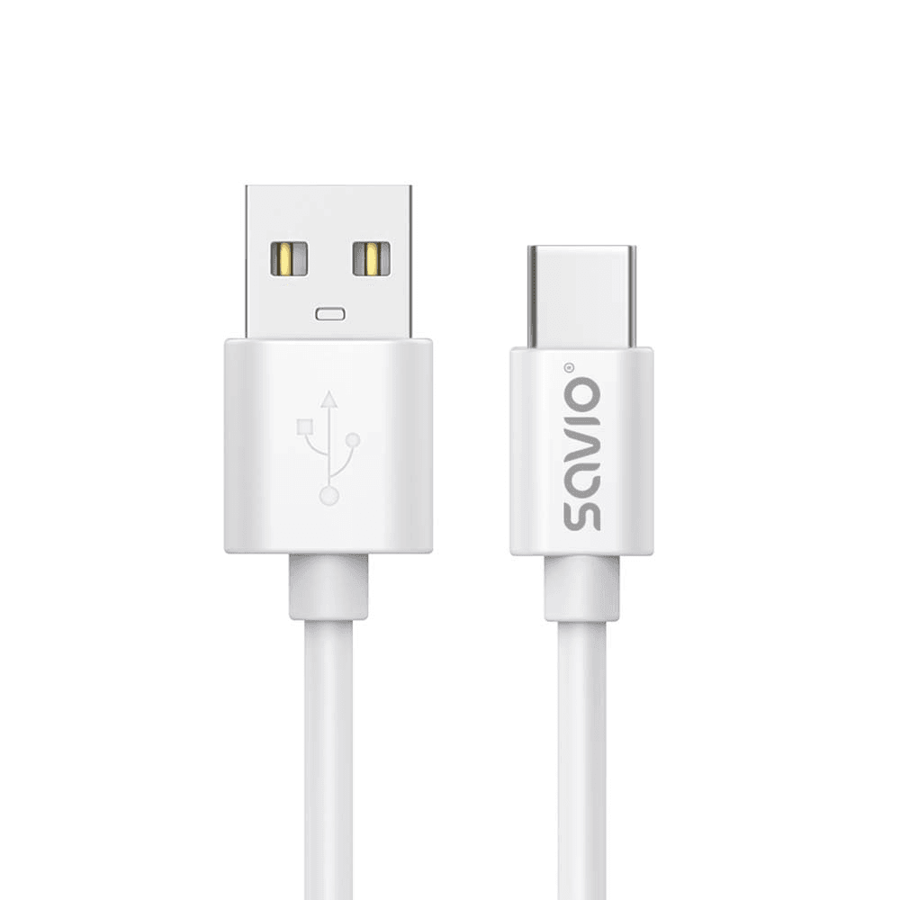 SAVIO KÁBEL USB-A - USB-C, 3 M, BIELY, CL-168