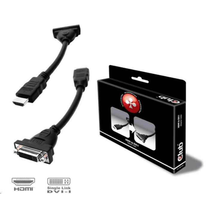 CLUB3D HDMI to DVI-I Single Link Adapter Cable 0,40 m Čierna