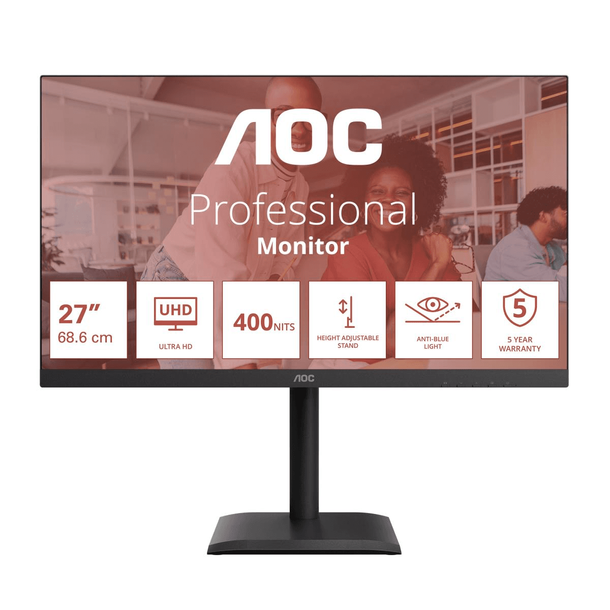 AOC E4 U27E4CV LCD monitor 68,6 cm (27") 3840 x 2160 px 4K Ultra HD LED Čierna
