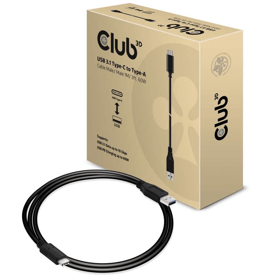 CLUB3D CAC-1523 USB kábel 1 m USB 3.2 Gen 1 (3.1 Gen 1) USB C USB A Čierna
