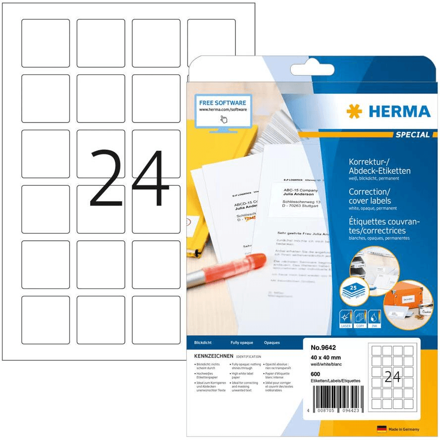HERMA 9642 Biele samolepiace etikety na tlač, potlačiteľné etikety