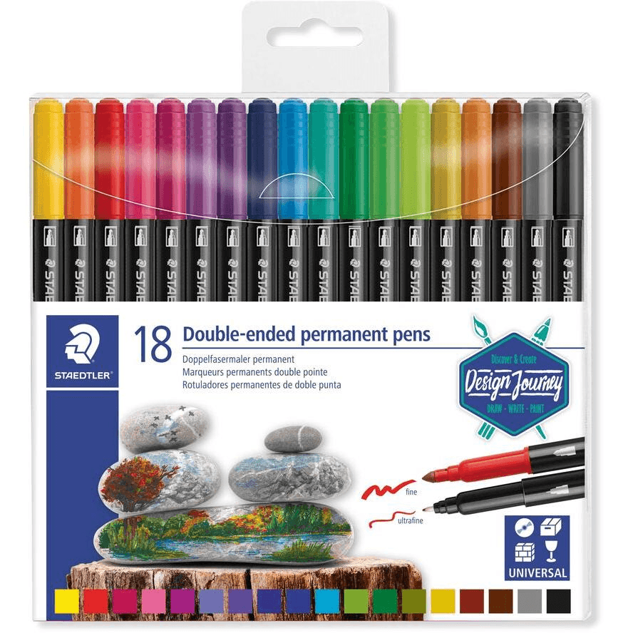 Fixky obojstranné, vodeodolné, Design Journey, 18 kol, Staedtler S 3187