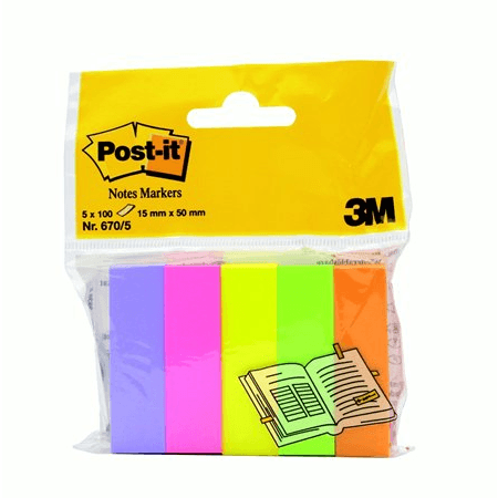 3M 670-5 samolepiaci poznámkový papier Obdĺžnik Viacfarebný 100 listy Samolepiace