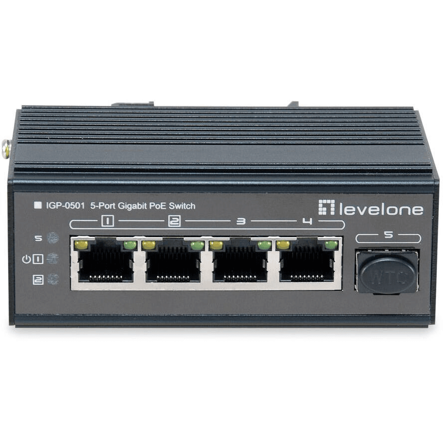 LevelOne IGP-0501 sieťový prepínač Gigabit Ethernet (10/100/1000) Podpora napájania cez Ethernet (PoE) Čierna