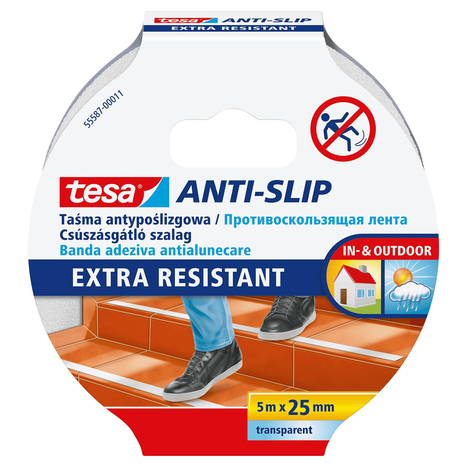 Protišmyková Samolepiaca Páska Tesa na Schody 5m x 25 mm Priehľadná