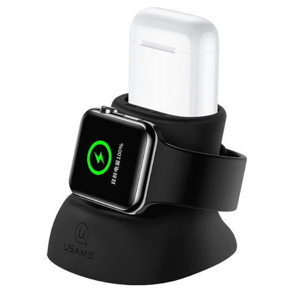 USAMS Silikónový stojan 2v1 na nabíjanie Apple Watch a AirPods,