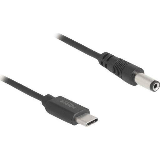 Napájací kábel USB-C na DC 5,5 x 2,1 mm samec 1m Delock 85397