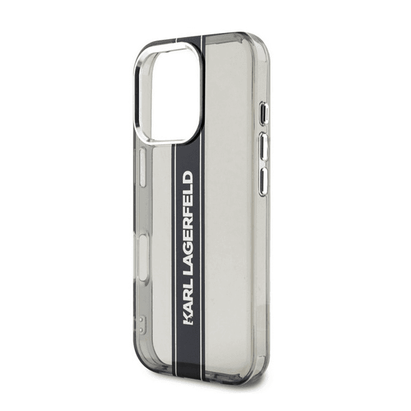 Karl Lagerfeld IML Stripe Logo Zadný Kryt pre iPhone 16 Pro Black