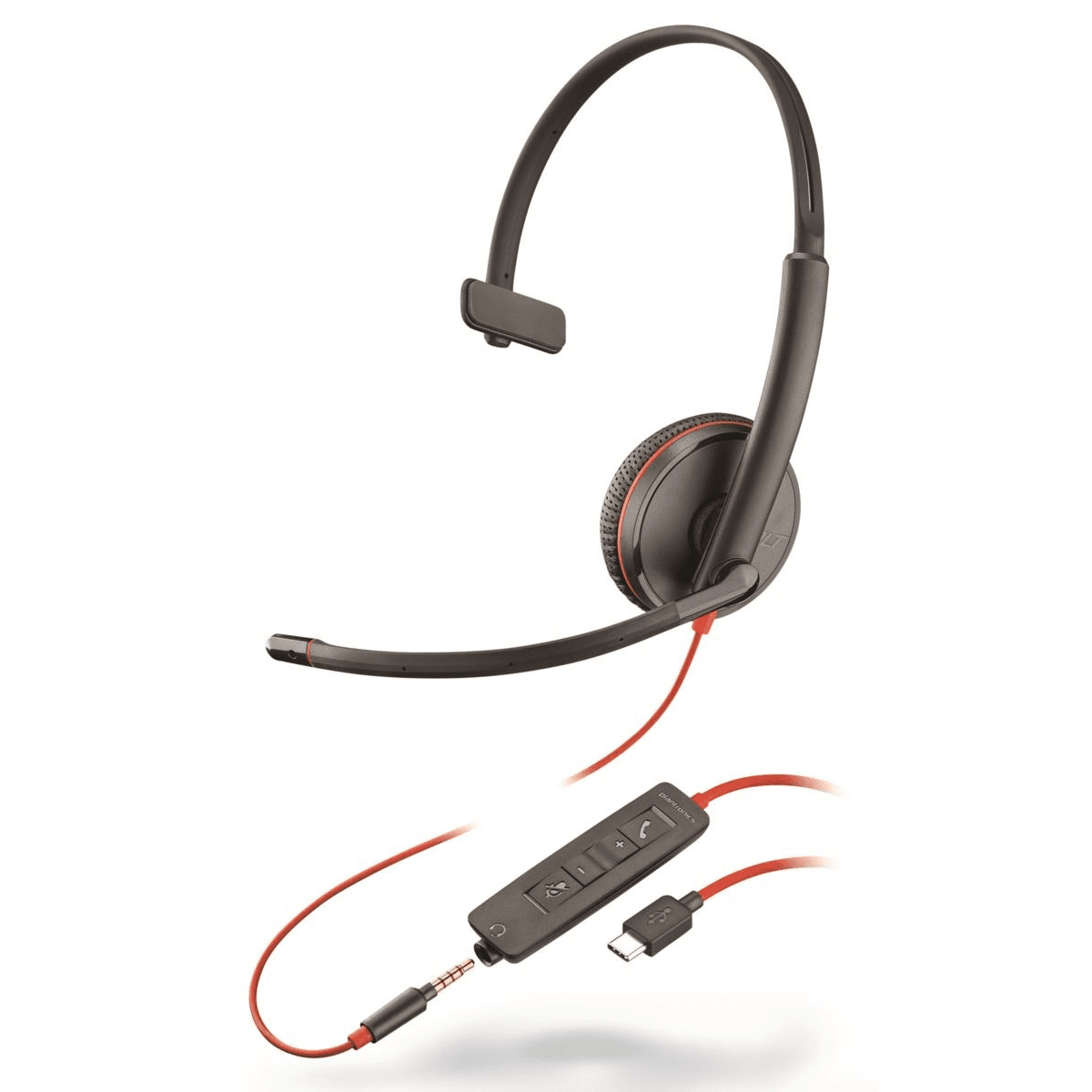 POLY Blackwire C3215 Slúchadlá s mikrofónom Kábel Pres hlavu Kancelária / call centrum USB Typ-C Čierna