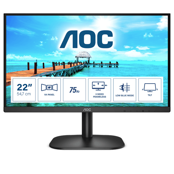 AOC B2 22B2H/EU LED display 54,6 cm (21.5") 1920 x 1080 px Full HD Čierna
