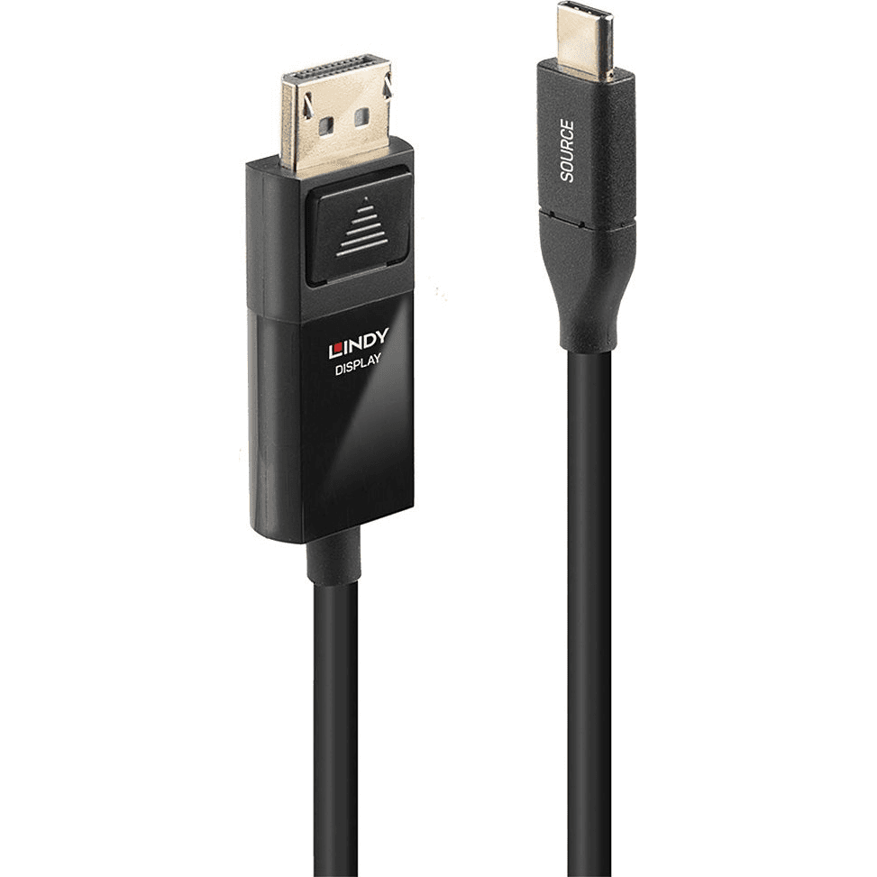 Lindy 43303 adaptér na video kábel 3 m USB Typ-C DisplayPort Čierna
