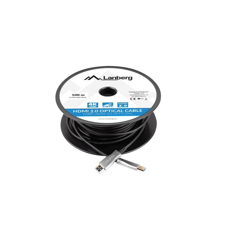 HDMI kábel Lanberg M/M v2.0 100m čierny optický AOC