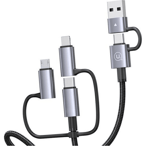 Kábel Usams USB - USB typ C / microUSB / Lightning 1,2 m strieborný