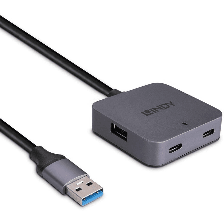 Lindy 43388 hub USB 3.2 Gen 1 (3.1 Gen 1) Type-A 5000 Mbit/s Čierna, Šedá