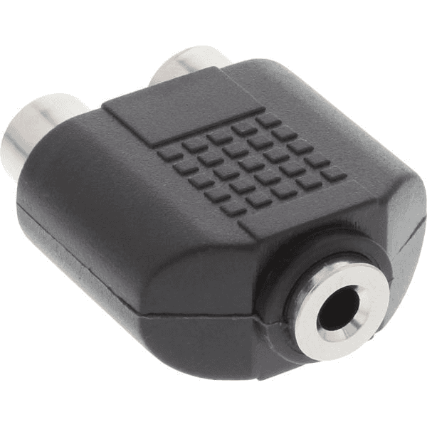 InLine 99338 káblová redukcia 3.5mm jack female mono 2xRCA Čierna