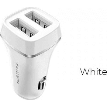Borofone – nabíjačka do auta 2x USB, biela