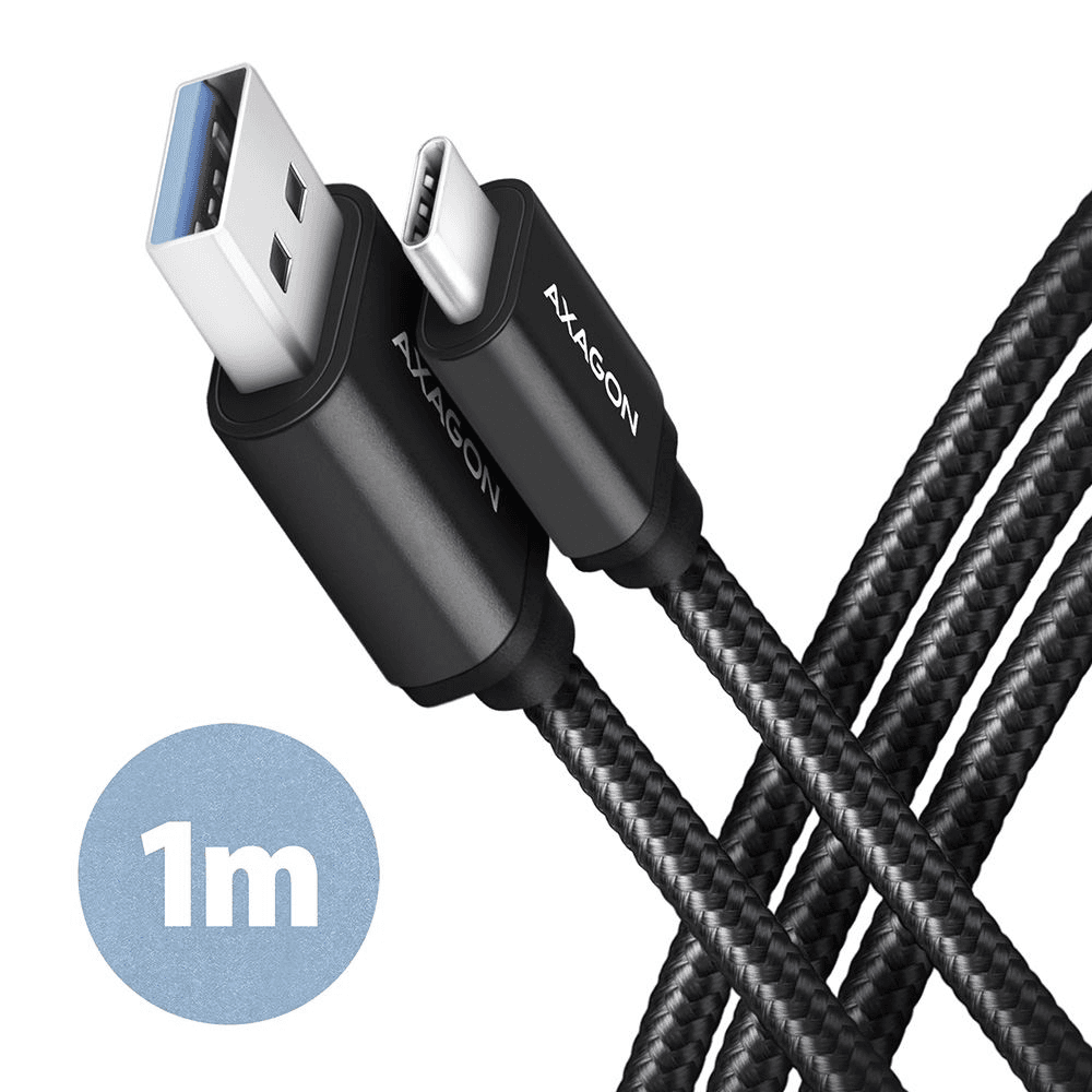 Axagon kábel USB-C - USB-A USB 3.2 PD 60W 1m opletenie