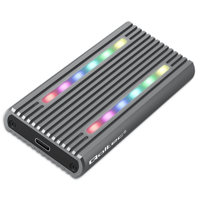 KRYT DISKU VRECKO NA DISK M.2 SSD SATA NVME USB-C PODSVIETENÝ LED RGB