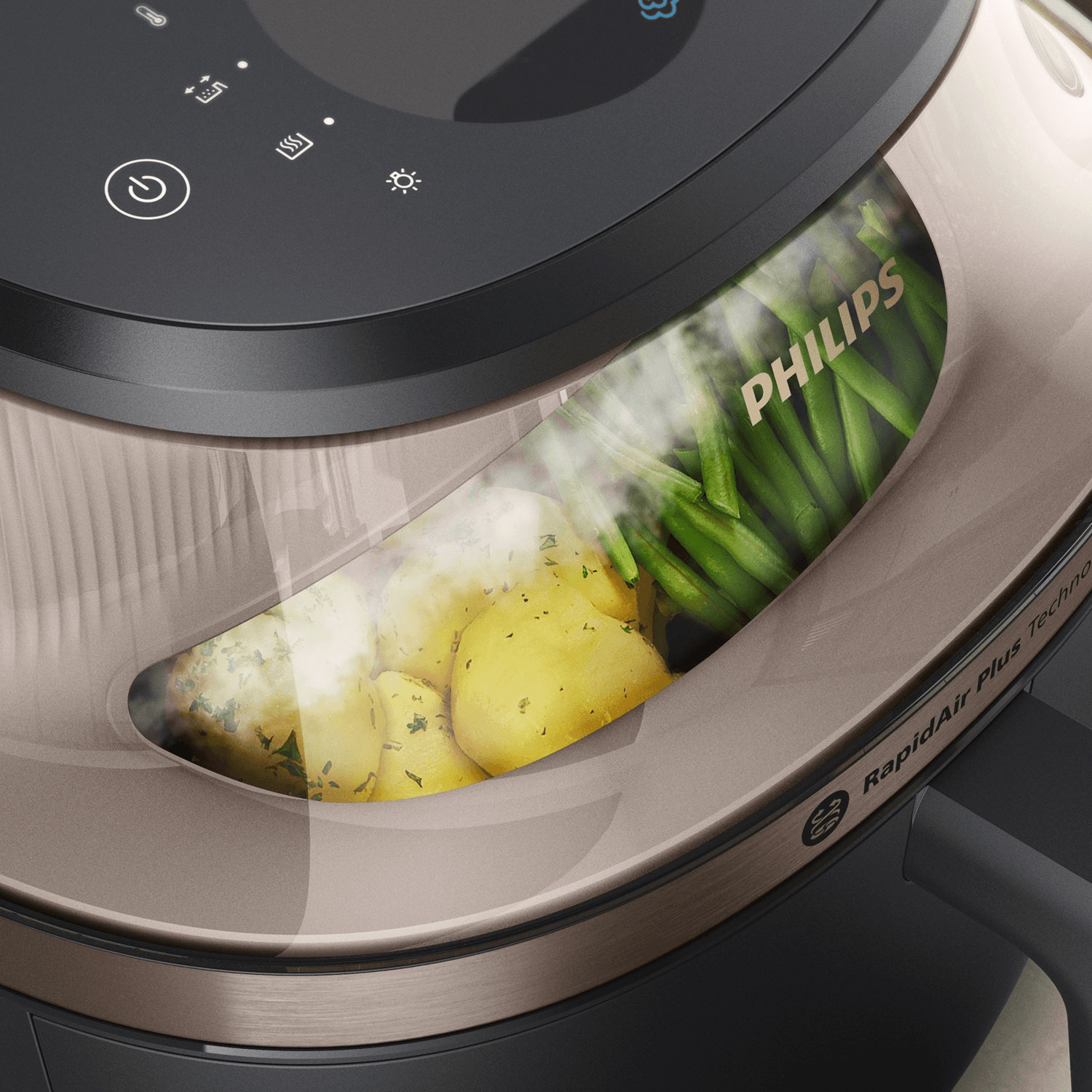 Philips 5000 series NA547/07 fritéza Samostarný 7,2 L Samostatný 2000 W Teplovzdušná fritéza Čierna, Zlato