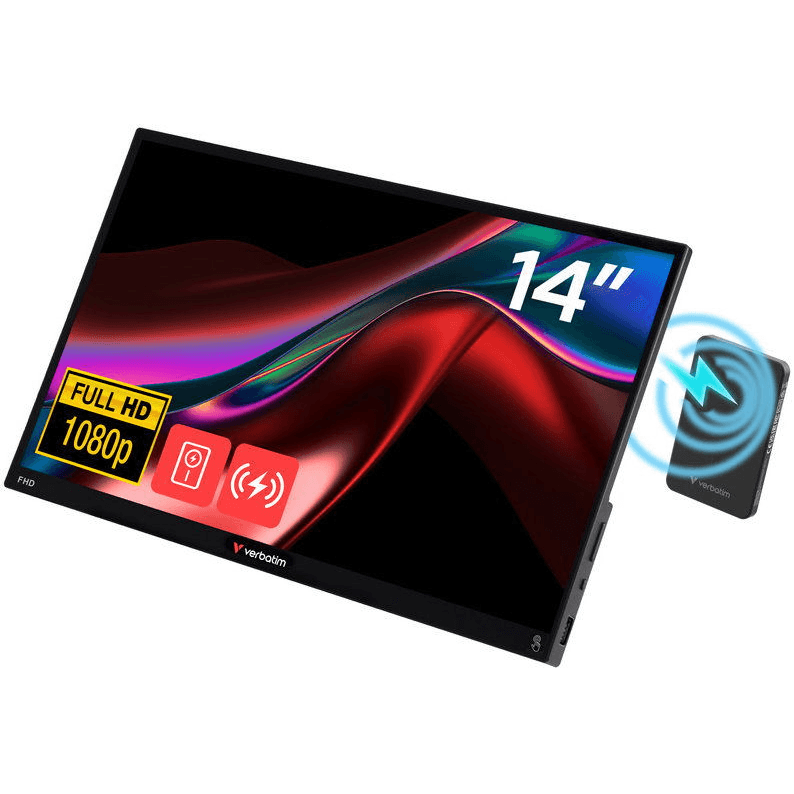 Verbatim 32088 prenosný televízor a monitor Prenosný monitor Čierna 35,6 cm (14") LED 1920 x 1080 px