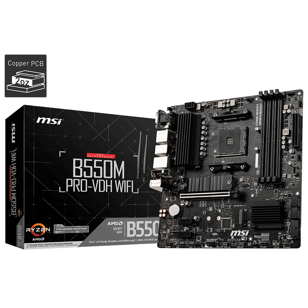 MSI B550M PRO-VDH WIFI základná doska AMD B550 Socket AM4 micro ATX