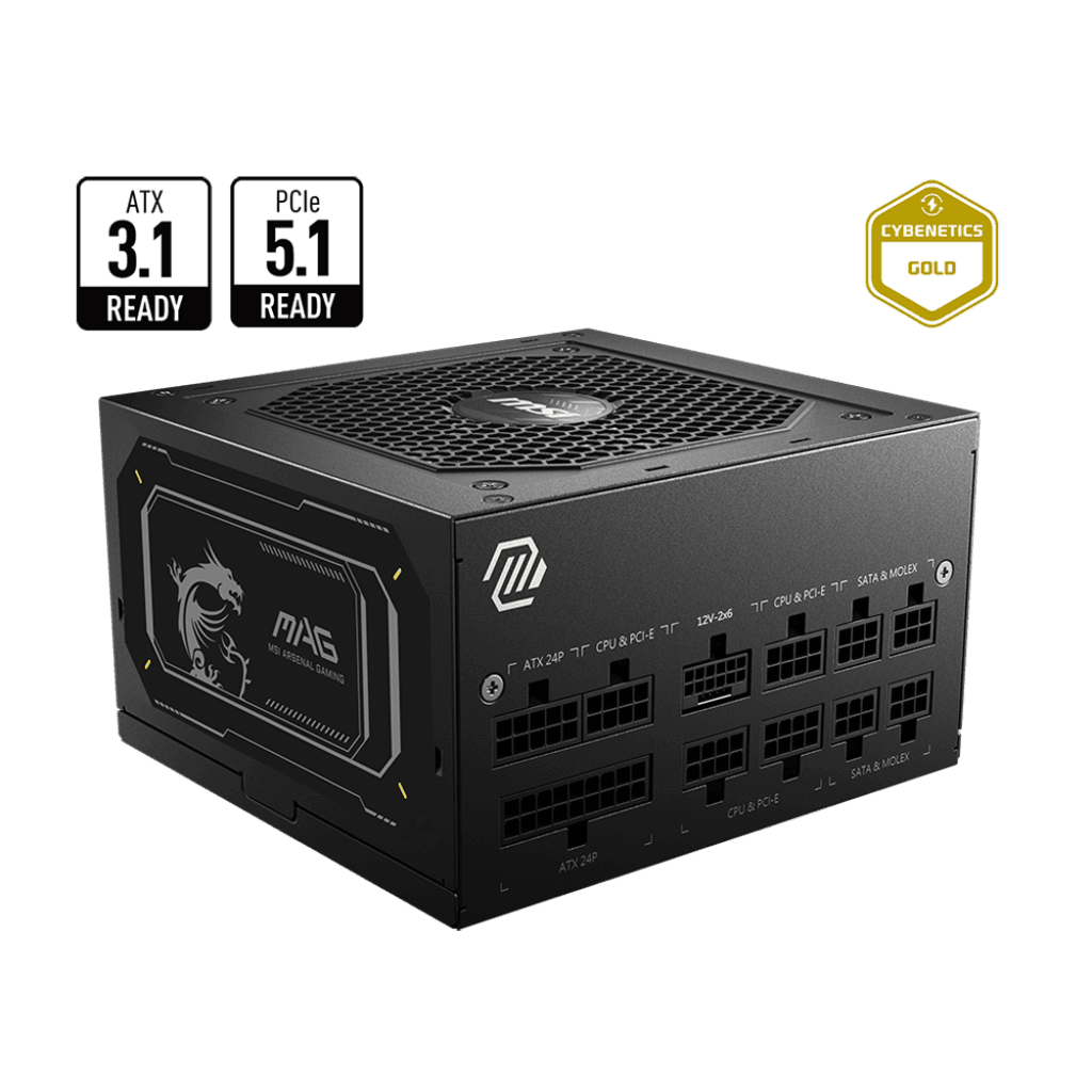 MSI MAG A750GL PCIE5 II zdroj 750 W 20+4 pin ATX ATX Čierna