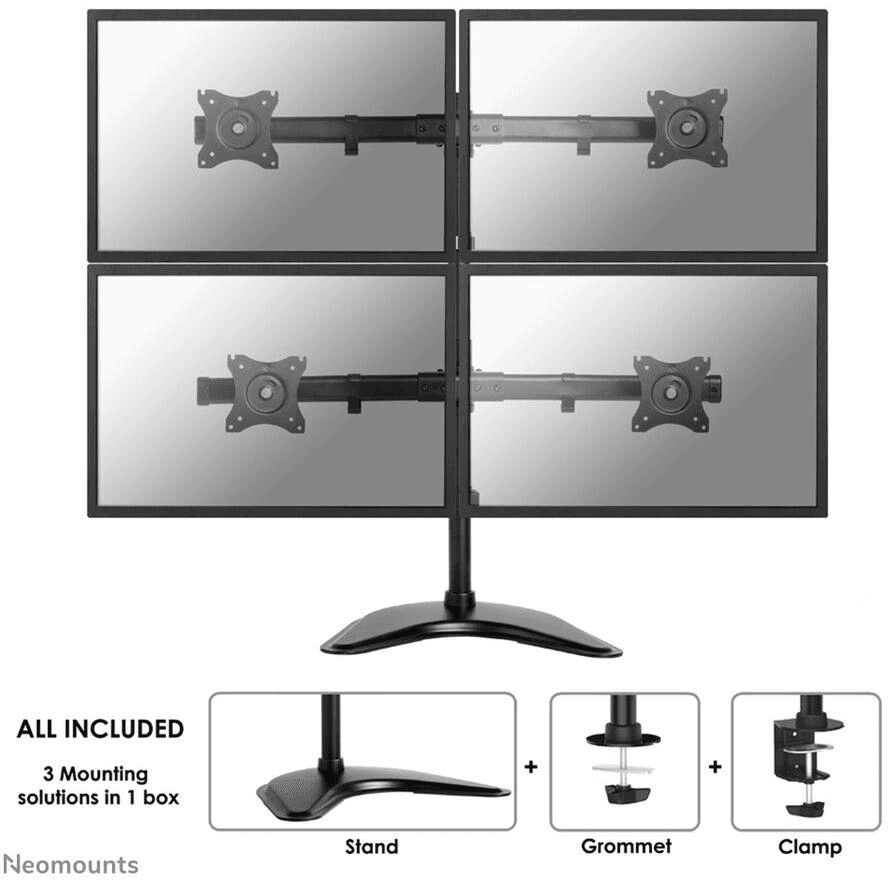 Neomounts NM-D335D4BLACK držiak / stojan na monitory 68,6 cm (27") Čierna Stôl