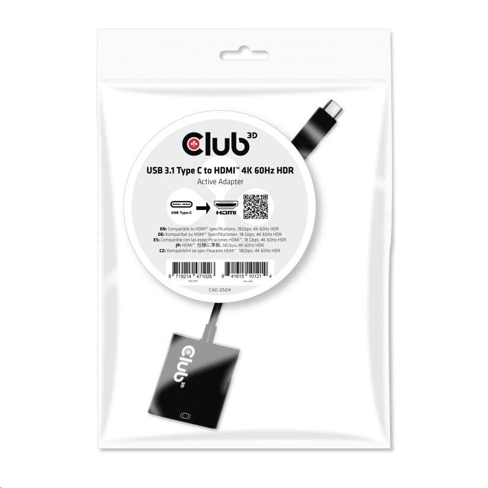 CLUB3D CAC-2504 káblová redukcia Čierna