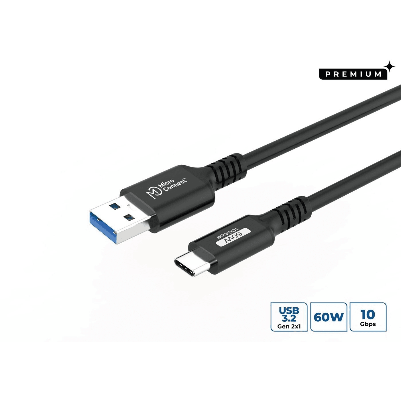 Microconnect USB3.2AC4 USB kábel USB 3.2 Gen 2 (3.1 Gen 2) 4 m USB C USB A 60 W Čierna