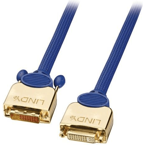 Lindy DVI-D Premium Gold Dual Link 3.0m DVI kábel 3 m Modrá