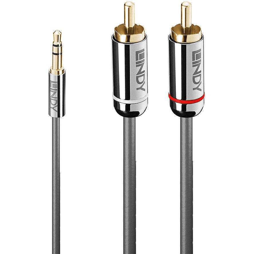 Lindy 35332 audio kábel 0,5 m 3.5mm 2 x RCA Antracit