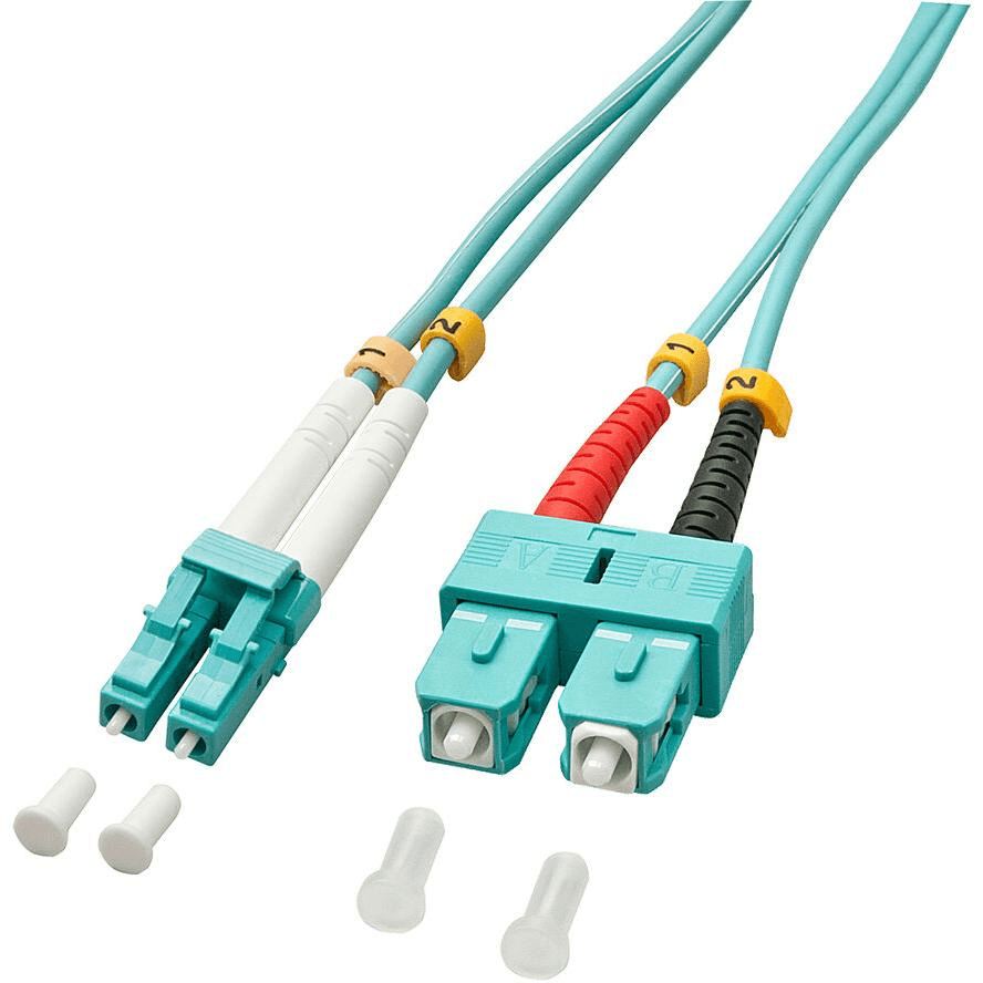 Lindy 10m OM3 LC - SC Duplex optický kábel Tyrkysová