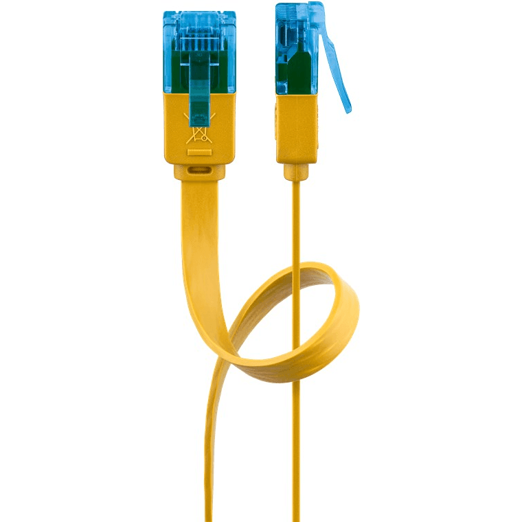Sieťový kábel LAN UTP CAT 6A RJ45 plochý Žltý 1m