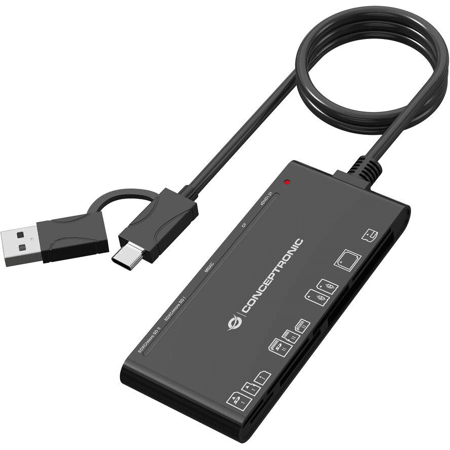 Conceptronic BIAN10B čítačka kariet USB 3.2 Gen 1 (3.1 Gen 1) Type-A/Type-C Čierna