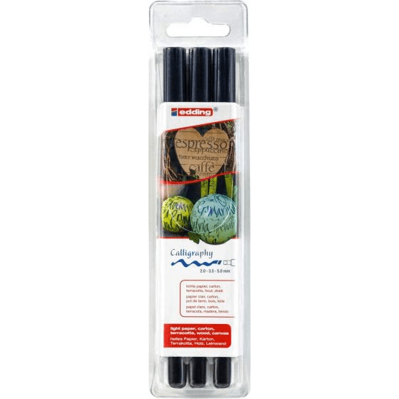 Kaligrafický fix EDDING E-1255, hrúbka hrotu 2-5mm - balenie 3ks, čierny