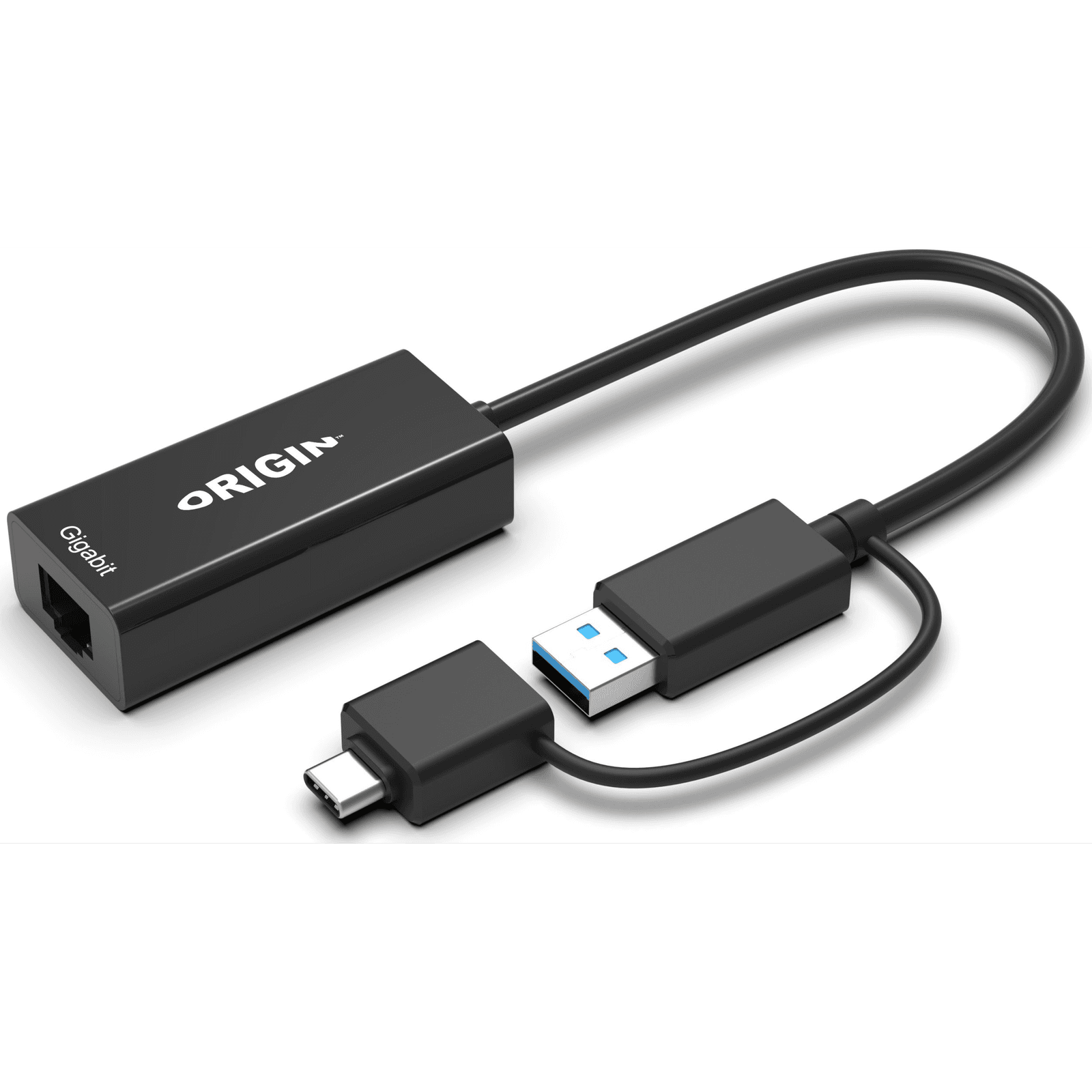 Origin Storage OS-HUB-USB3/C-RJ45 káblová redukcia USB3.0/USB-C Čierna