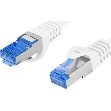 Patchcord Lanberg S/FTP 6a RJ45 / RJ45 0,25 m biely