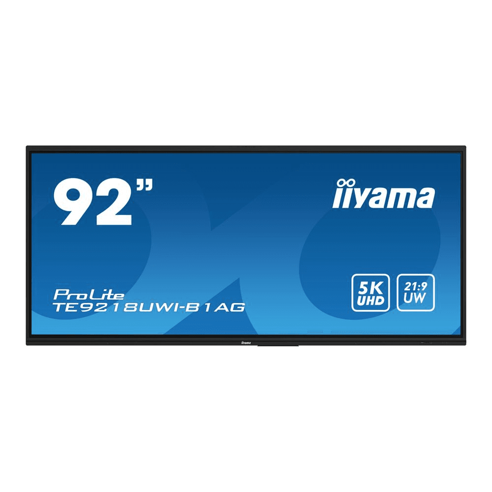 iiyama TE9218UWI-B1AG oznamovací displej Interaktívny plochý panel 2,32 m (91.5") LED Wi-Fi 500 cd/m² 5K Ultra HD Čierna Dotyková obrazovka Zabudovaný procesor Android 16/7