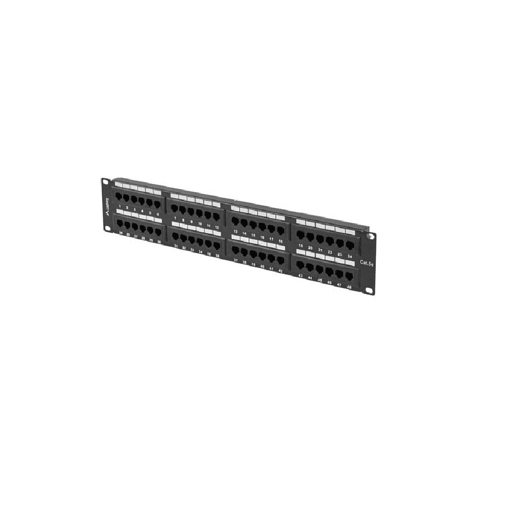 PATCH PANEL 48 PORT 2U 19” KAT 5e ČIERNY LANBERG