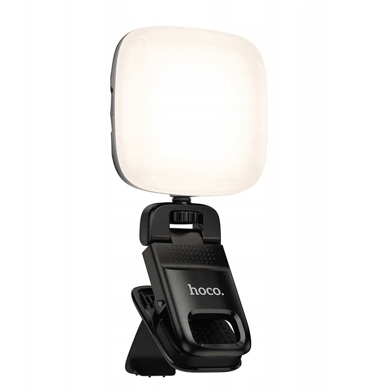 Mini LED lampa Hoco s klipom na telefón alebo selfie tyč, čierna