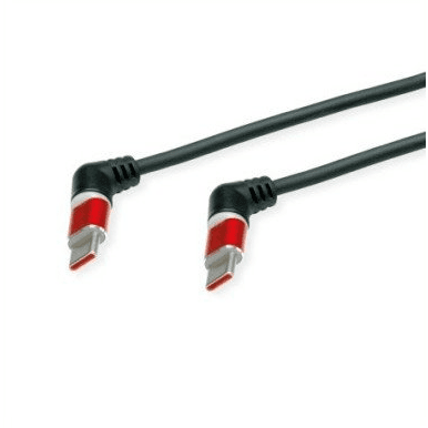 ROLINE Otočný USB 2.0 kábel 360, C-C, M/M, 60W, červeno-čierny, 1 m