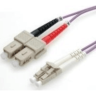 Optický kábel LC/SC OM4 fialový duplex 1m