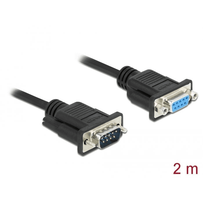 Kábel RS-232 Null Modem 2m samec-samica M-F čierny Delock 86616