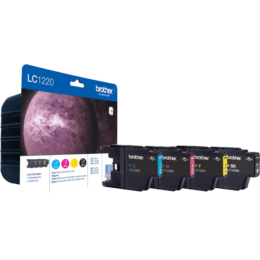 Brother LC-1220VALBP atramentová náplň 4 kusov Originál Čierna, Azúrová, Purpurová, Žltá